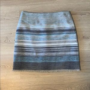 Blue striped Loft skirt with frayed detail